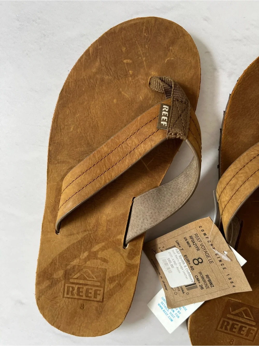 Reef Voyage LE Nubuck Leather Flip Flop Sandals Brown Bronze 8